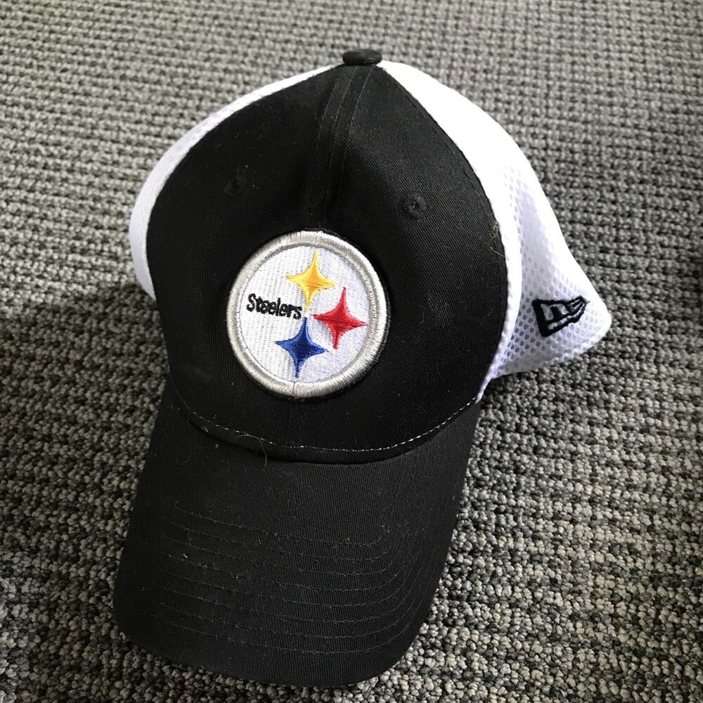 Pittsburgh Steelers Stretch Fit Hat By New Era Small/Medium White NFL‎